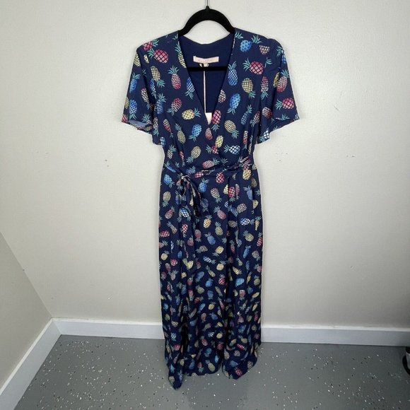 Hutch Dresses & Skirts - Hutch Anthropologie Navy Pineapple Wrap Dress Small Maxi Dress Novelty Colorful